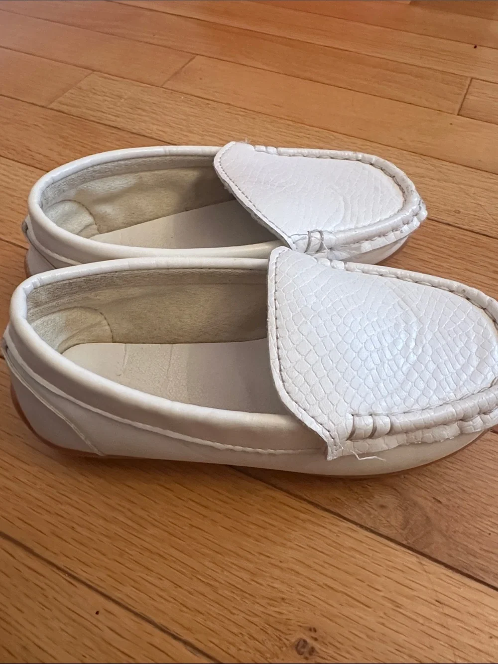 Kids White Moccasin Slip-On Shoes